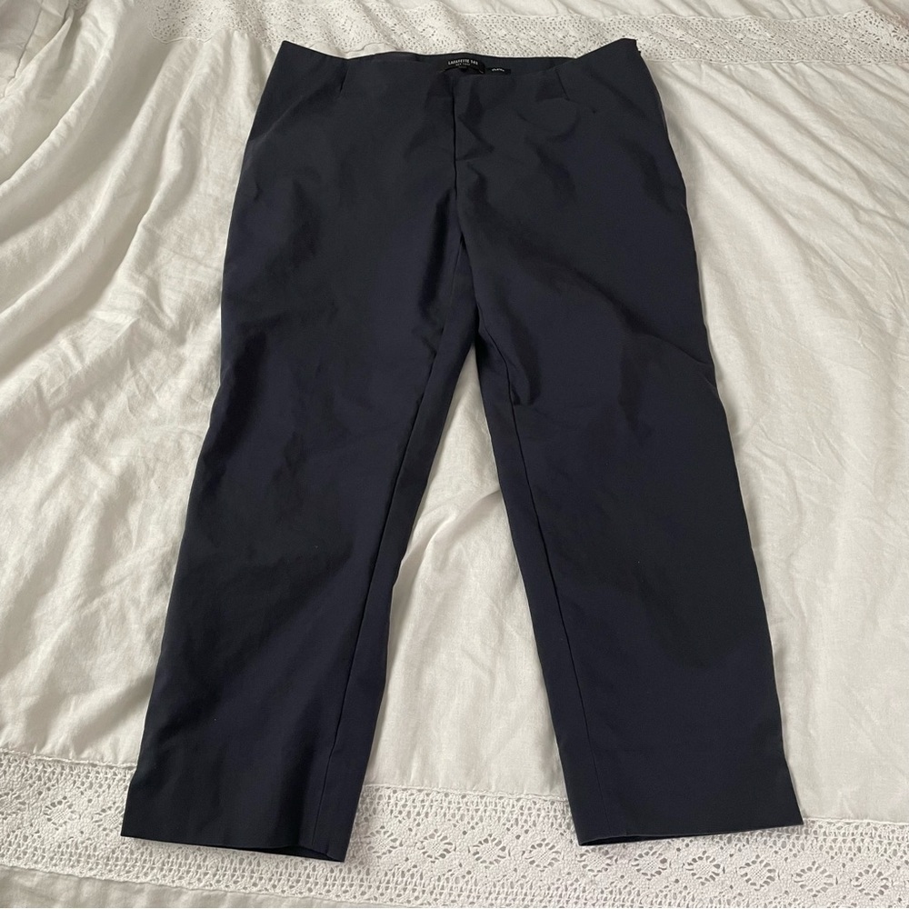 Lafayette 148 Sz 14 Navy Fundamental Bi Stretch Stanton Pant Plus cotton ankle